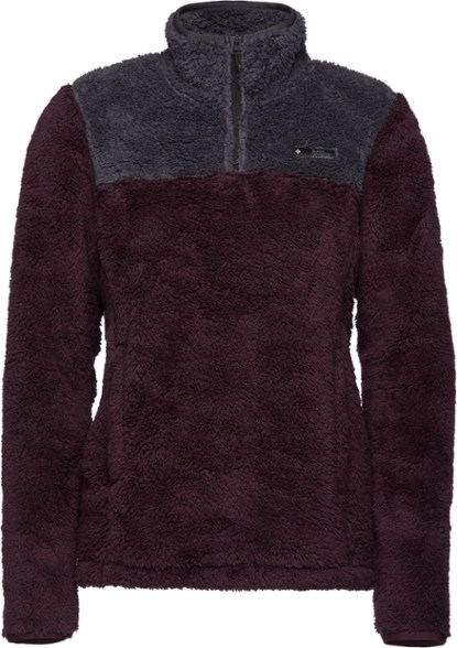 Cozy Roadie women's fleece pullover showing high-loft fabric and quarter-zip design.