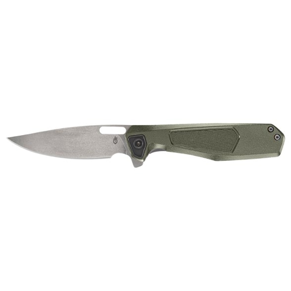 MiniSada Pro compact folding knife showing D2 steel blade open angle with textured aluminum handle