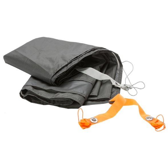 Big Agnes Tiger Wall UL1 footprint showcasing its lightweight design on a rocky camping ground.