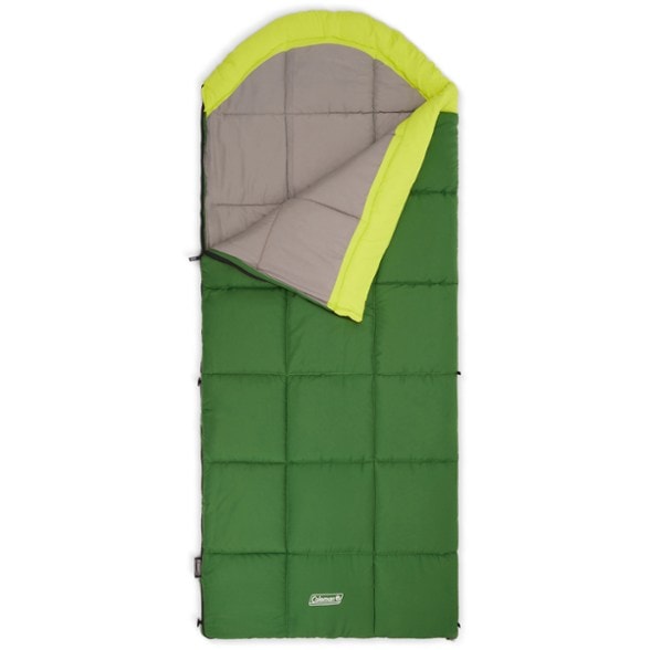 Coleman Arch Bay 30 sleeping bag showcasing its contoured design and recycled materials.