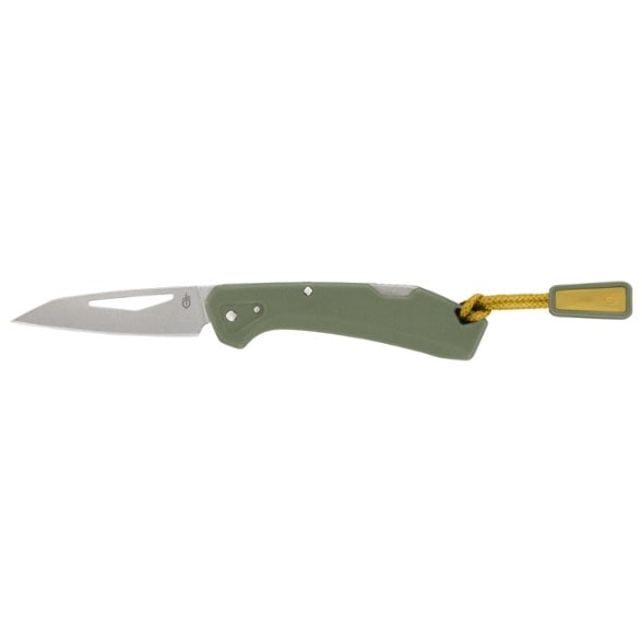 Close-up of Gerber LST Mini EDC Folding Knife highlighting the modified Wharncliffe blade.