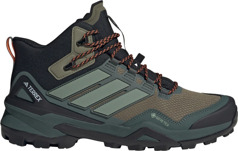 Side view of Terrex Skychaser Mid waterproof boots showing rugged Continental rubber outsole for grip