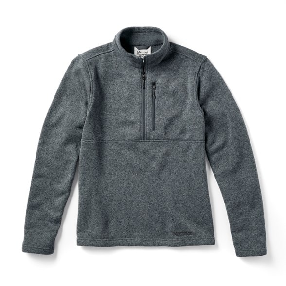 Marmot Trailblazer men's half-zip fleece jacket in action during a run.