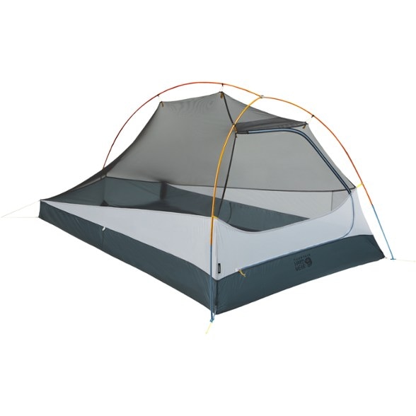 Front view of Nimbus UL 2 ultralight tent pitched in forest showcasing waterproof rainfly and vestibule