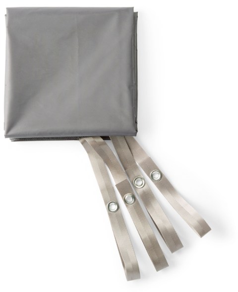 TrailGuard Lite tent footprint laid out on rocky ground, showcasing durable ripstop nylon protection