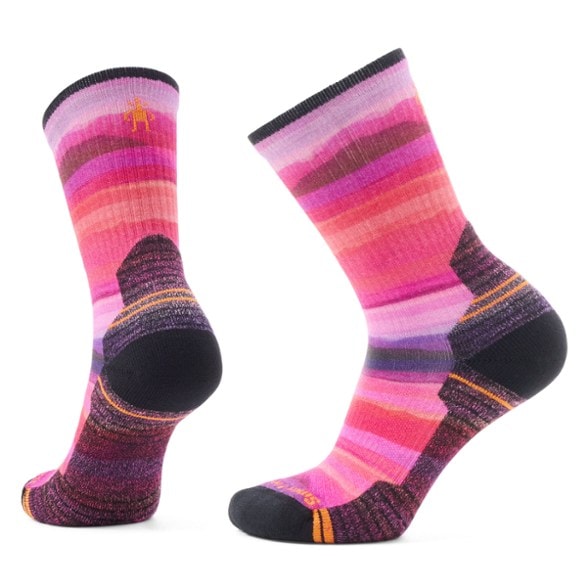 Hilltop Daydream Women's hiking crew socks in a natural setting, showcasing durability and comfort.
