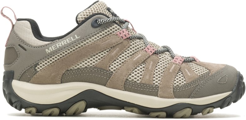 Side view of Merrell Alverstone 2 women's hiking shoes on a rocky trail
