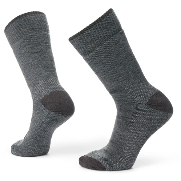 Men hiking in comfortable crew socks for hiking on rocky terrain.