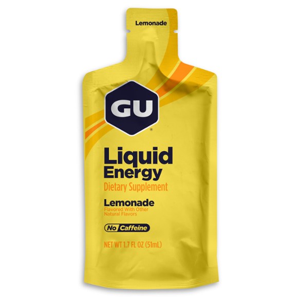 Close-up of EnduraFuel Liquid Gel Boost in citrus flavor with clear packaging for athletes