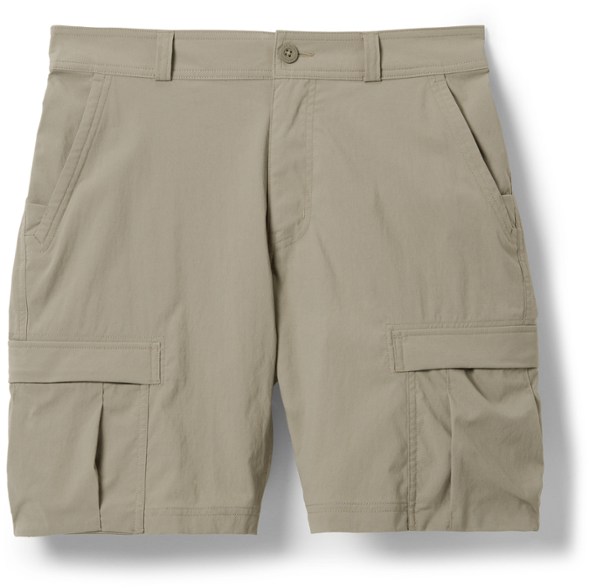 Front view of TrailCore cargo shorts highlighting breathable fabric and zip fly