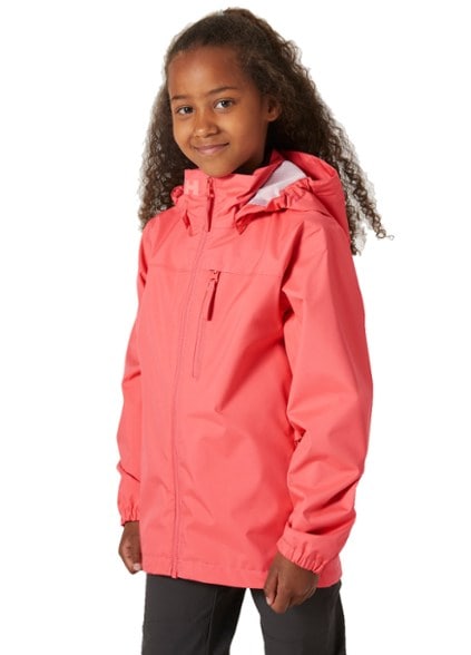Kids wearing the Outdoor Explorer hooded jacket in the rain, showcasing its waterproof features.
