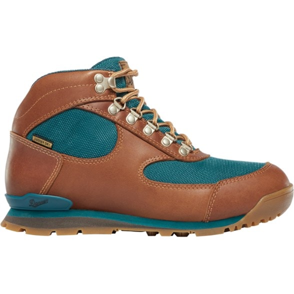 Close-up of Danner Jag II Women's hiking boots showcasing their waterproof design.