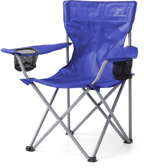 Summit Comfort Portable Chair shown in a backyard setting with drinks in cup holders