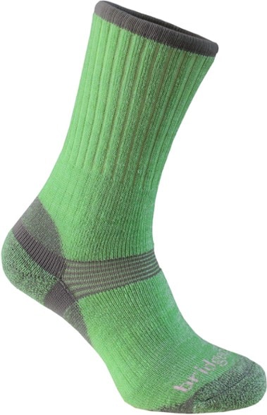 Side view of cushioned merino wool socks for women with breathable mesh ventilation