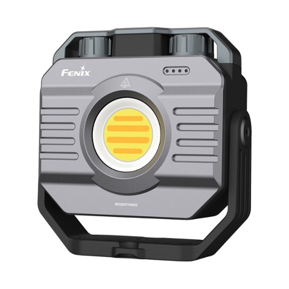 Fenix CL28R rechargeable lantern displaying multiple brightness settings and red light features.