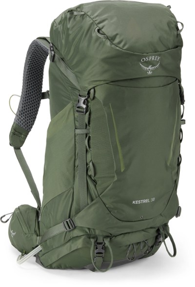 Osprey Kestrel 38 pack in action on rugged terrain, showcasing durability.
