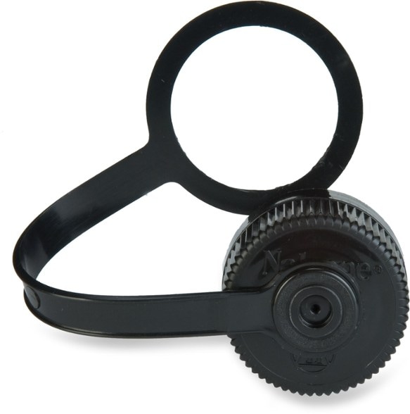 Close-up of leakproof narrow mouth bottle cap securely screwed onto a 32 oz Nalgene bottle