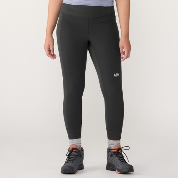 TrailBliss Women's Hiking Tights with a wide waistband and durable fabric, perfect for outdoor adventures.