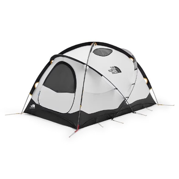 North Face Mountain 25 tent setup in snowy mountains, showcasing durability and design.