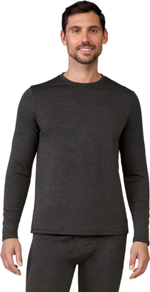 Men's Active Grid Fleece Crew Shirt front view, perfect for outdoor activities.
