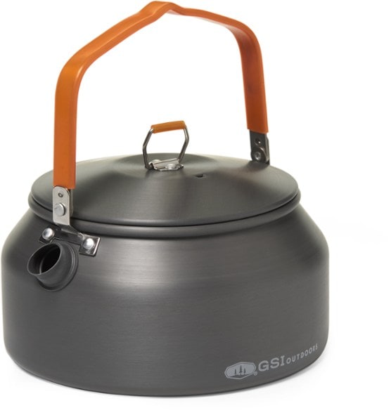 Top view of GSI Halulite backpacking kettle showing compact design and lightweight build