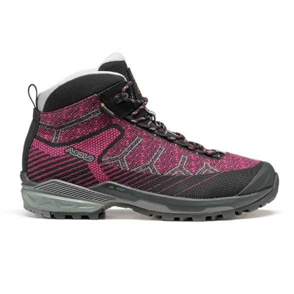 Asolo Falcon EVO Jacquard GV women's hiking boots from the side, highlighting the GORE-TEX waterproof feature.