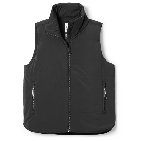 Front view of Vuori Canyon women's insulated vest showing lightweight water-resistant fabric and zip pockets