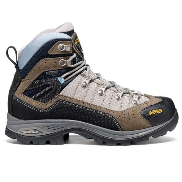 Asolo Drifter 1 EVO GV Women's Hiking Boots showcasing water-resistant suede and CORDURA uppers.