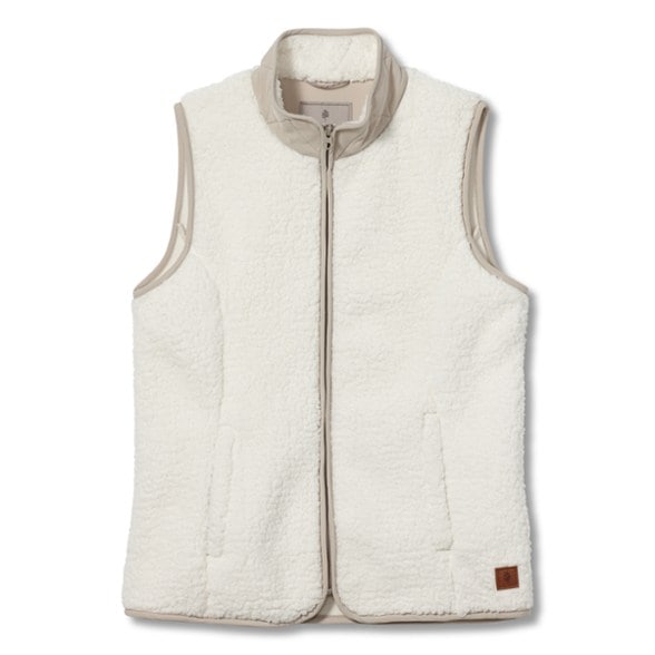 Front view of Urbanesque Women's Fleece Vest showcasing the tall collar and full zip.