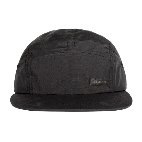 Side view of TrailGuard hiking cap showing flat brim and adjustable buckle, perfect water-repellent hat for outdoor activities