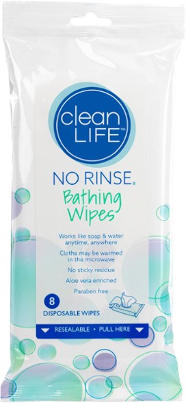 CleanLife camping wipes package with aloe vera, ideal for outdoor use.