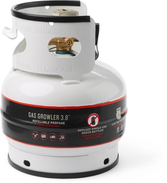 Ignik 3.8 Naked propane tank from the side, showcasing its compact design for easy transport.