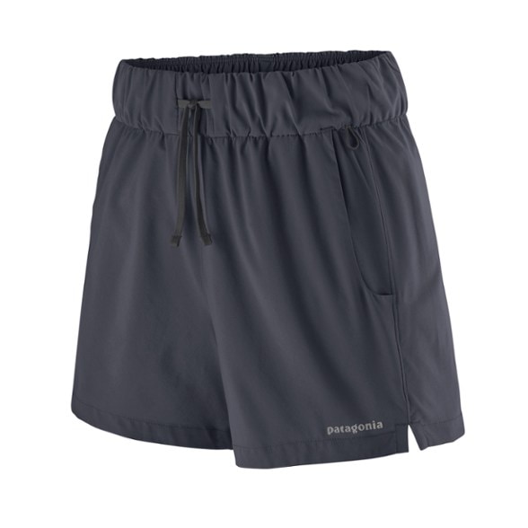 Terrebonne Women's Hiking Shorts in action on a hiking trail, highlighting the quick-drying fabric and pockets.