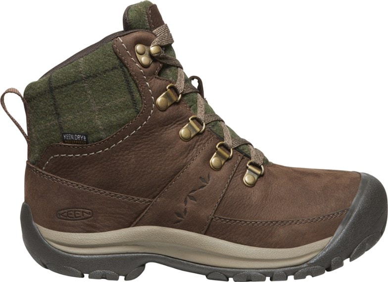 Side view of Kaci III Women's insulated waterproof boots showcasing the plaid design