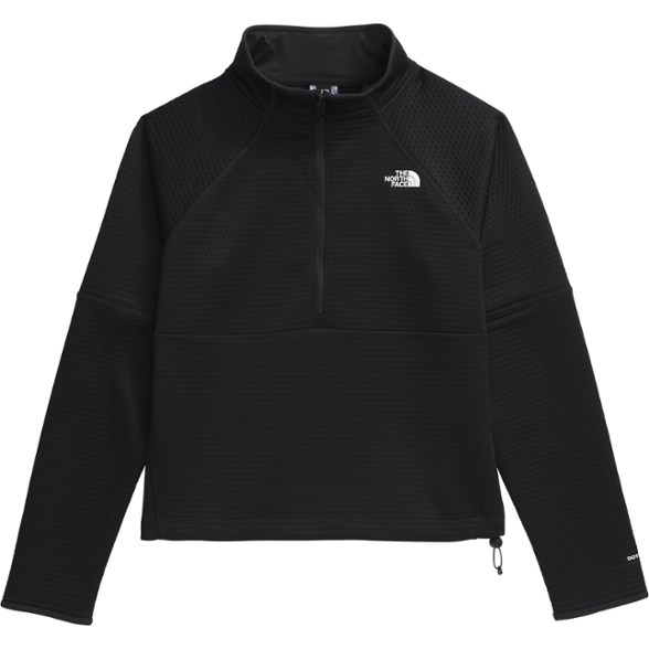 Front view of women's DOTKNIT thermal pullover quarter zip with elastic cuffs and stand collar