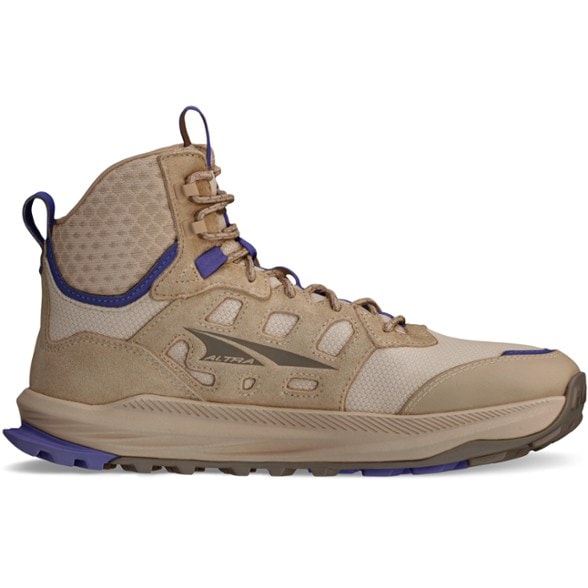 Side view of Altra Lone Peak 3 women's hiking boots showing rugged outsole and waterproof design