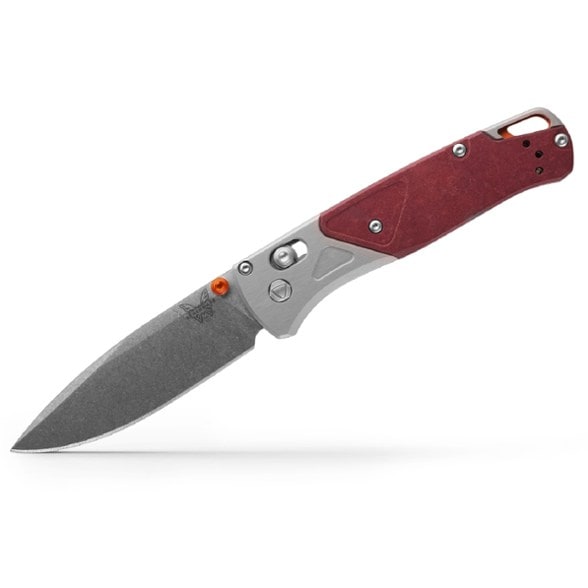 Benchmade Bugout 535-09 knife with stonewash blade and gray aluminum handle, perfect for outdoor use.