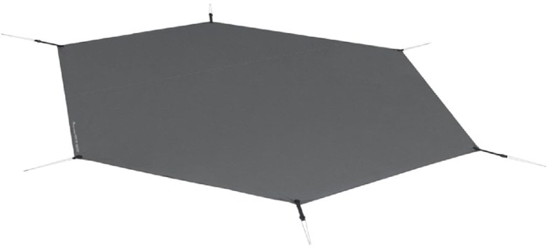 Ikos TR2 BigFoot footprint laid out at a campsite, showcasing its size and protection against dirt.