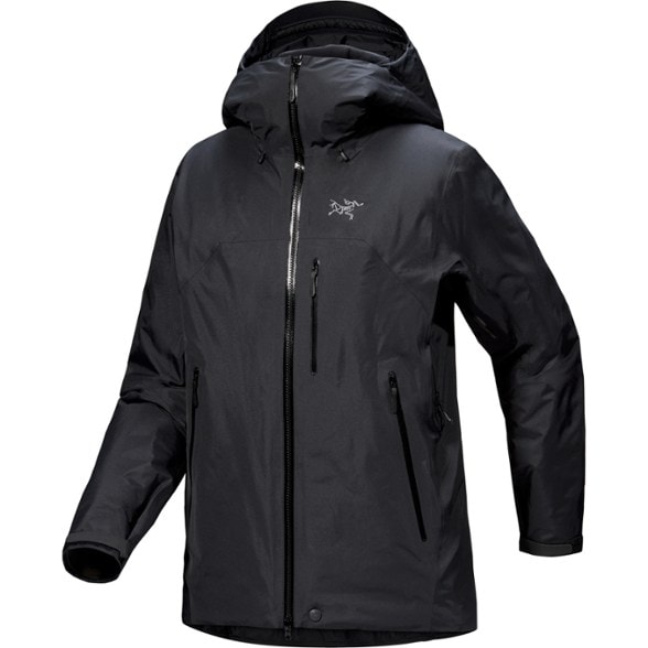 Close-up of Arcteryx women's insulated jacket showcasing GORE-TEX fabric and insulation.