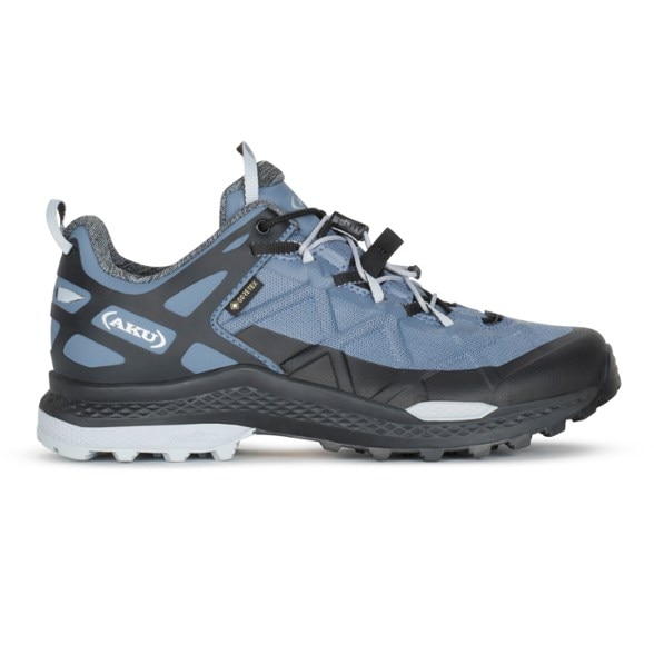 Side view of AKU Rocket GTX Women's Hiking Shoes showcasing the durable microfiber upper.