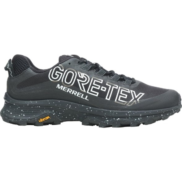 Side view of Merrell Moab Speed GTX Men's Hiking Shoes showcasing breathable mesh and TPU design.