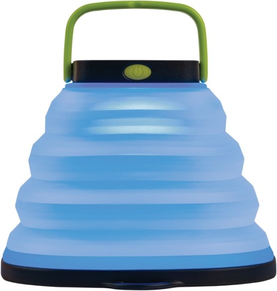 ChromaGlow solar lantern showing vibrant colors at a campsite