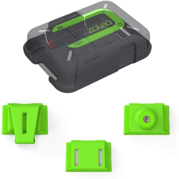 Front view of ZOLEO Satellite Communicator Cradle Kit showing all included components.