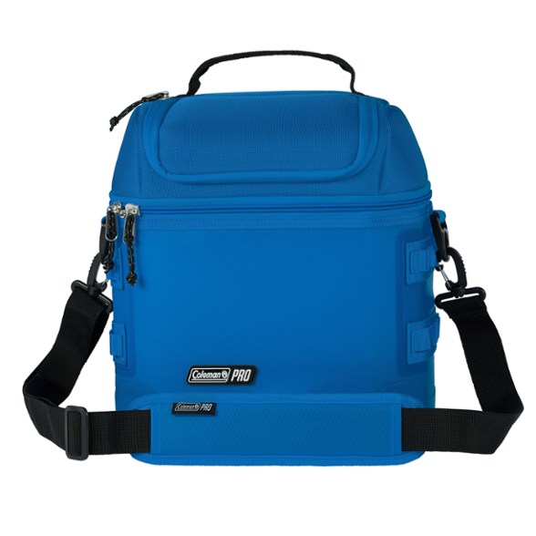 Coleman 16-Can Insulated Soft Cooler viewed from the side, showcasing its rugged design.