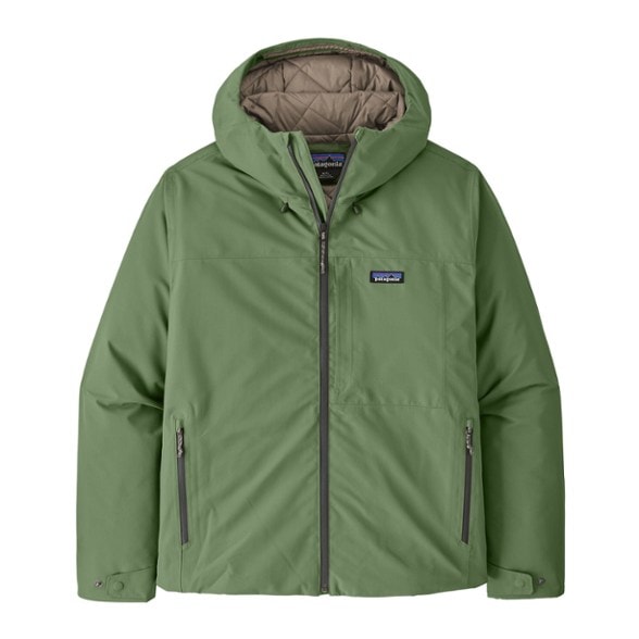EcoShield Men's Insulated Jacket in a snowy landscape, highlighting waterproof capabilities.