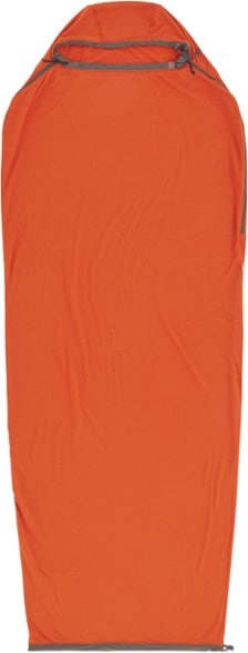 Thermolite fleece sleeping bag liner showcasing the grid pattern and Thermolite fabric, ideal for cold nights.