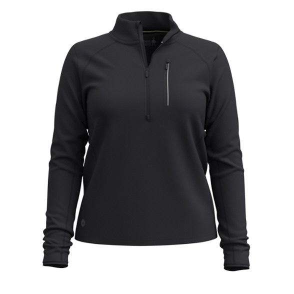 Front view of women's windproof pullover showing half zip fleece and water repellent fabric