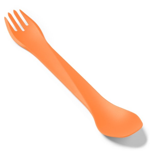 EcoSpork Duo in action while camping, perfect for eating dehydrated meals.