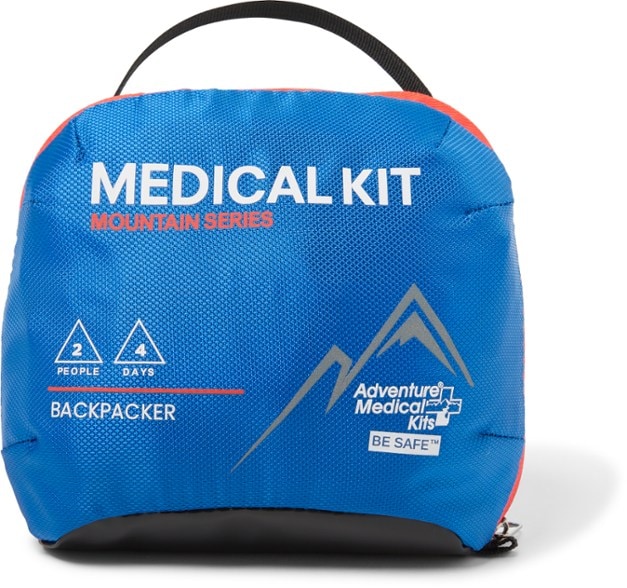 Front view of the Backcountry Pro Medical Kit, showcasing its organized design and reflective logo.