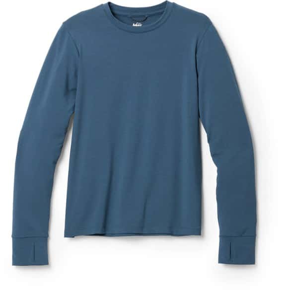 Sahara Shade Kids' Long-Sleeve T-Shirt showcasing moisture-wicking fabric on a child hiking in the sun.